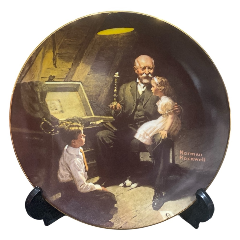 Norman Rockwell Collector Plate, Grandpa's Treasure Chest